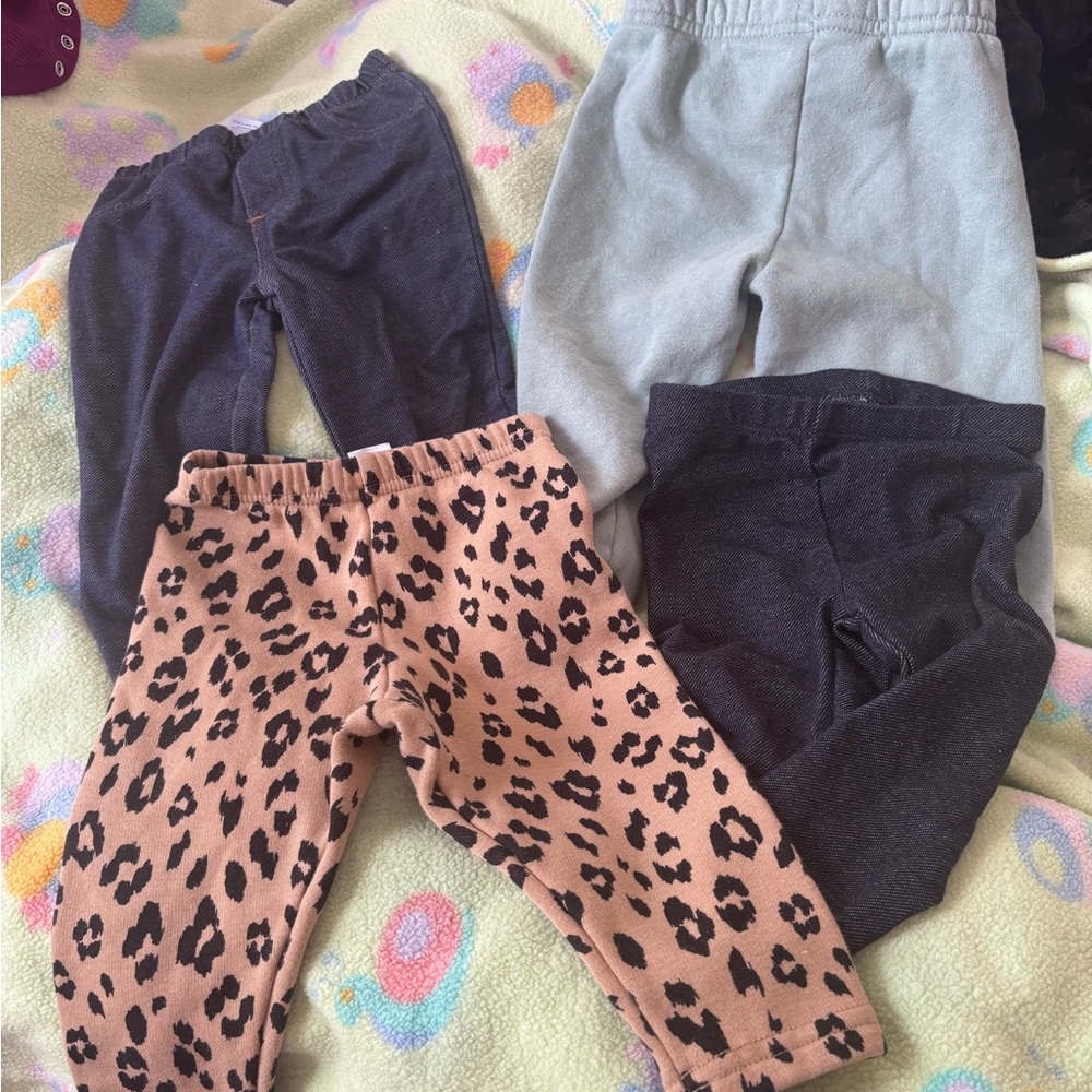 Leopard Print and Solid Color Kids Leggings Set